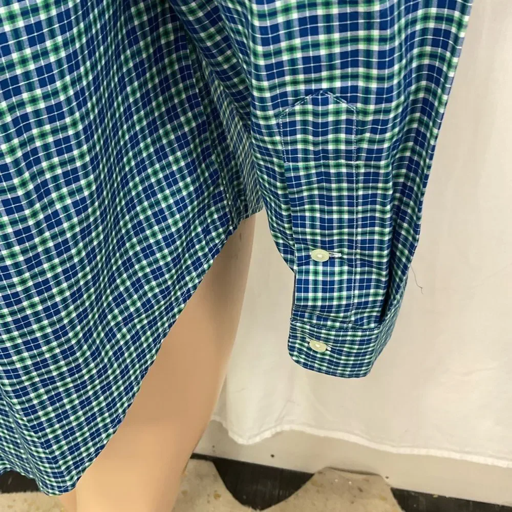 NEW Polo by Ralph Lauren Classic Fit Long Sleeve Blue Green Check Shirt XXL